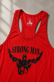 پکیج کد E2368 ست بدنسازی مردانه طرح استرانگمن با تم قرمز ♥️🔥 شامل رکابی قهرمانی + شلوارک + جوراب ساقدار + مچ بند چسب نانو