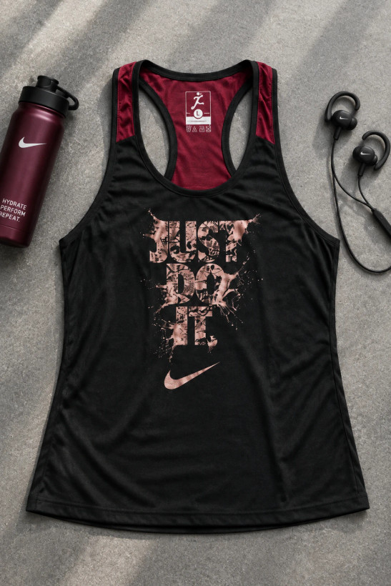 پکیج کد A1017 ست بدنسازی مردانه طرح جاست دو ایت با تم مشکی زرشکی ♥️🔥 شامل رکابی قهرمانی + شلوارک